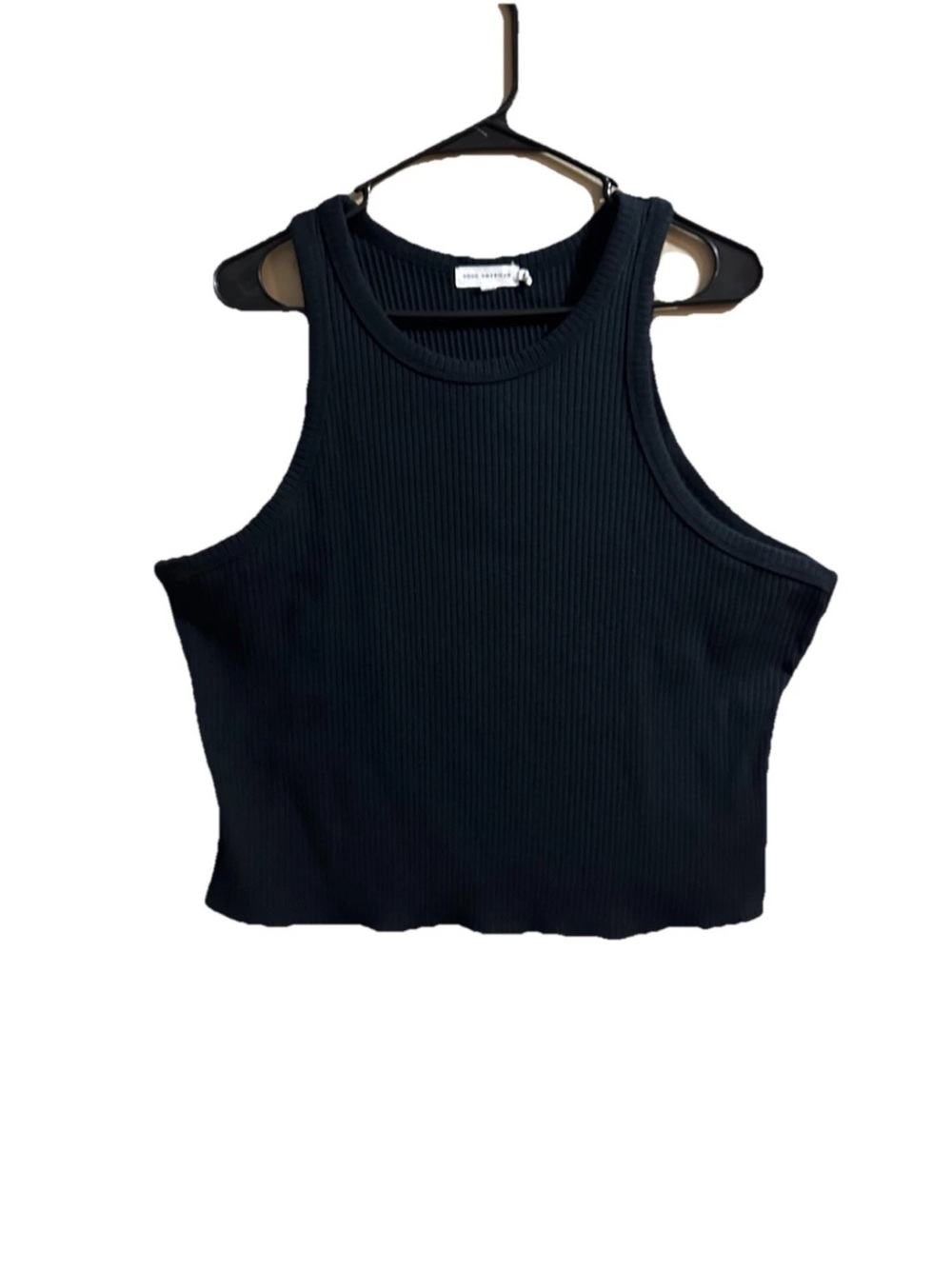 Good American Black Ribbed Cropped Tank Size 5 2XL Closet Staple Basic
